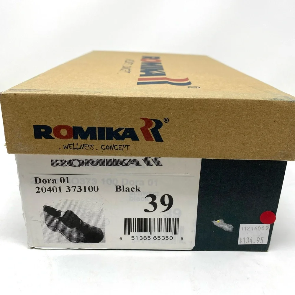Romika Dora 01 Black Leather Slip On Comfort Walking Shoes